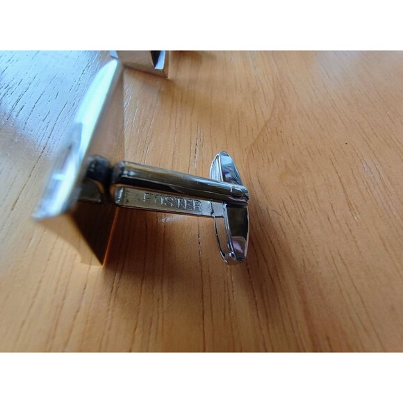 Set Of Three Foster Silver Cufflinks With 2 Matching Tie Pins With Deep Blue - Picture 6 of 6